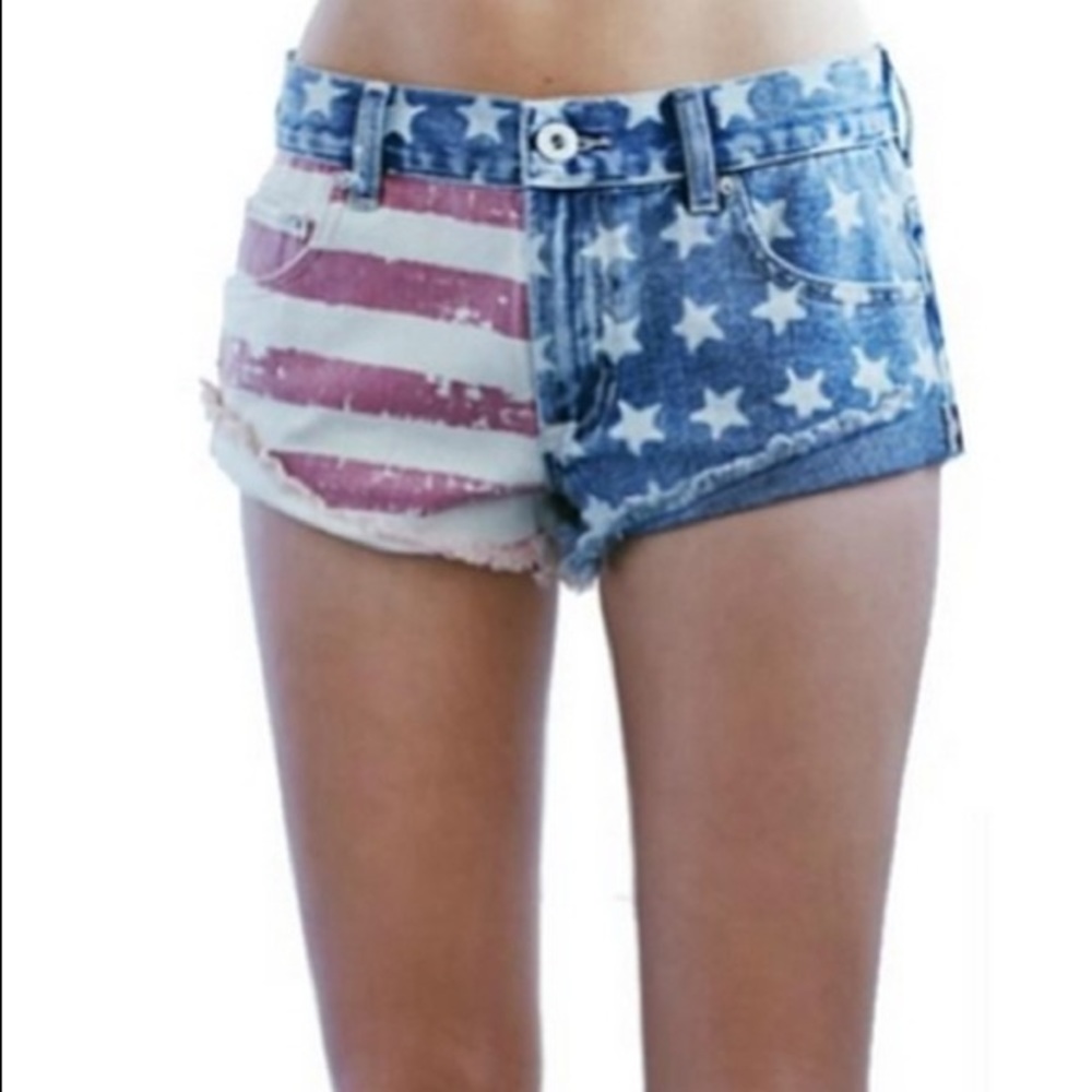 Bullhead American Flag Denim Shorts